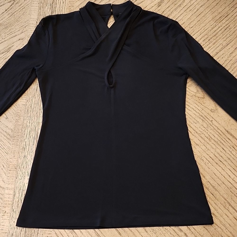 Black long sleeve mesh sexy top size S INC New only tried on never worn